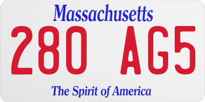 MA license plate 280AG5