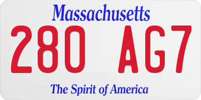 MA license plate 280AG7