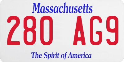 MA license plate 280AG9