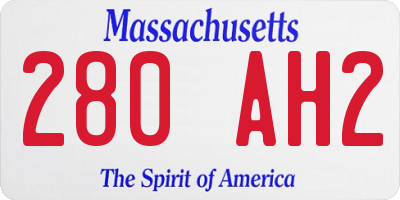 MA license plate 280AH2