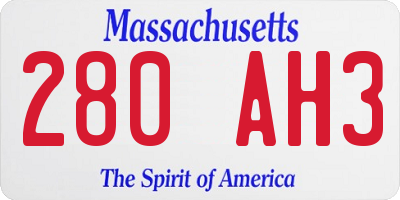 MA license plate 280AH3
