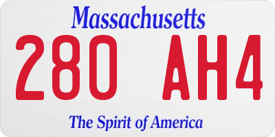 MA license plate 280AH4