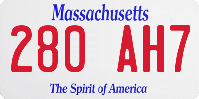 MA license plate 280AH7