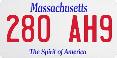 MA license plate 280AH9