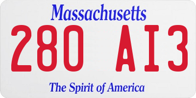 MA license plate 280AI3