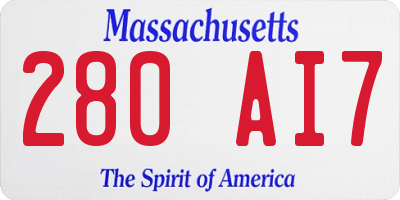 MA license plate 280AI7
