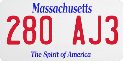MA license plate 280AJ3