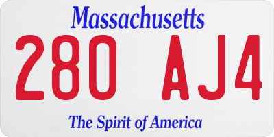 MA license plate 280AJ4