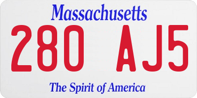 MA license plate 280AJ5