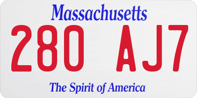 MA license plate 280AJ7