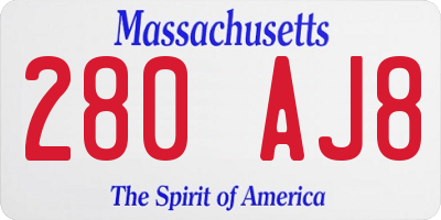 MA license plate 280AJ8