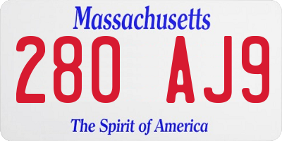 MA license plate 280AJ9