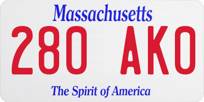 MA license plate 280AK0