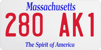 MA license plate 280AK1