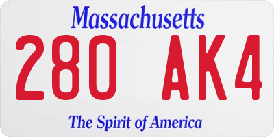 MA license plate 280AK4