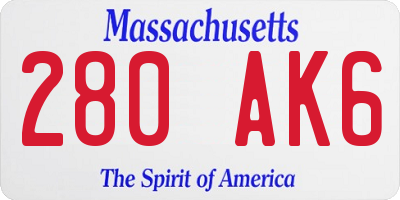 MA license plate 280AK6