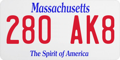 MA license plate 280AK8