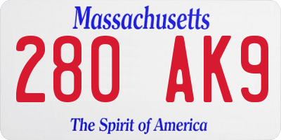 MA license plate 280AK9