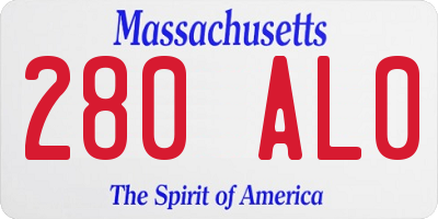 MA license plate 280AL0