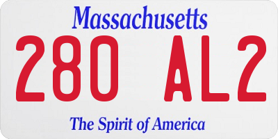 MA license plate 280AL2