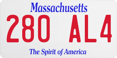MA license plate 280AL4