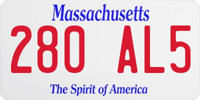 MA license plate 280AL5