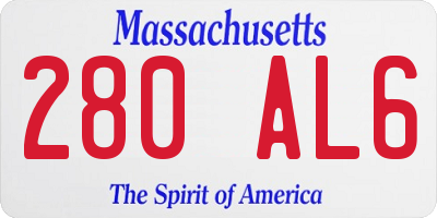 MA license plate 280AL6
