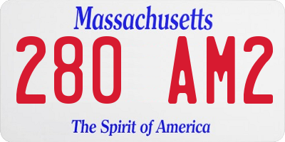 MA license plate 280AM2