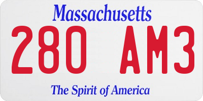 MA license plate 280AM3