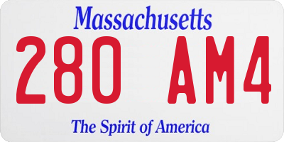 MA license plate 280AM4