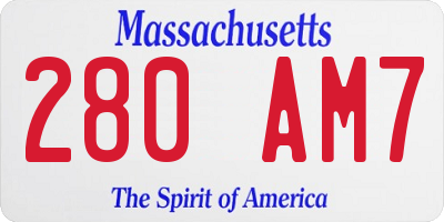 MA license plate 280AM7