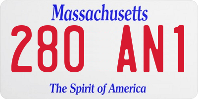 MA license plate 280AN1