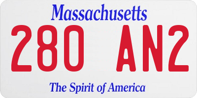 MA license plate 280AN2