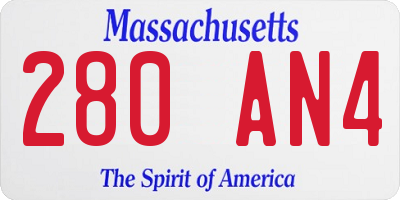 MA license plate 280AN4
