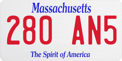 MA license plate 280AN5