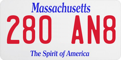 MA license plate 280AN8