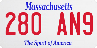 MA license plate 280AN9