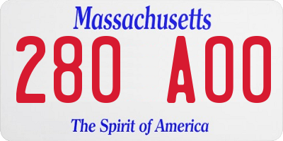 MA license plate 280AO0
