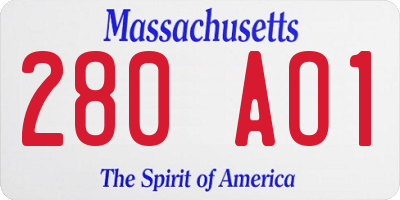 MA license plate 280AO1