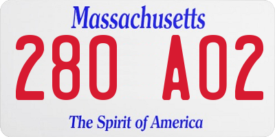 MA license plate 280AO2