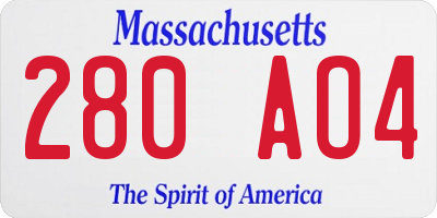 MA license plate 280AO4