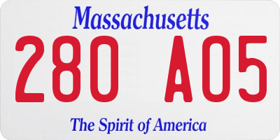 MA license plate 280AO5