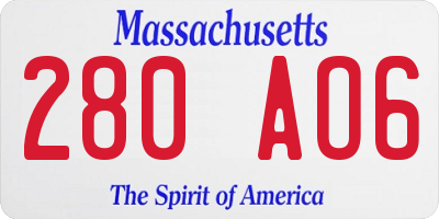 MA license plate 280AO6