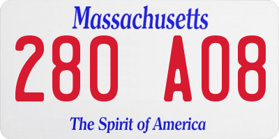 MA license plate 280AO8