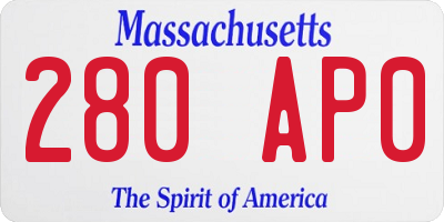 MA license plate 280AP0