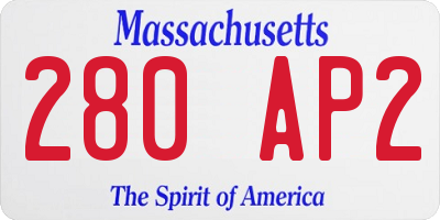MA license plate 280AP2