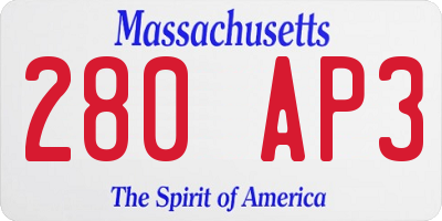 MA license plate 280AP3