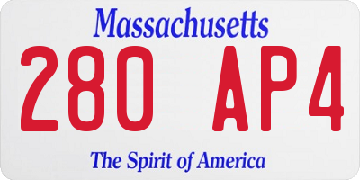 MA license plate 280AP4