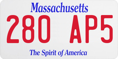 MA license plate 280AP5