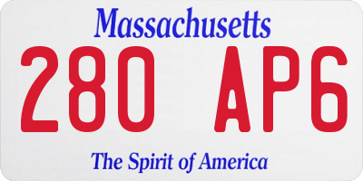 MA license plate 280AP6